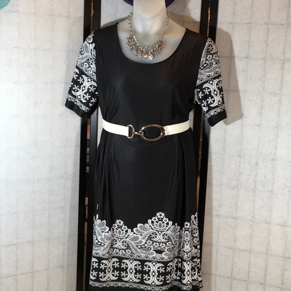 R&B black and white shirt dress NWT